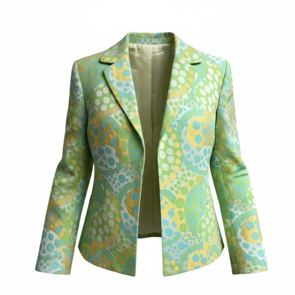 Agnona for Bergdorf Goodman Brocade Mod Design Open Front Blazer‎